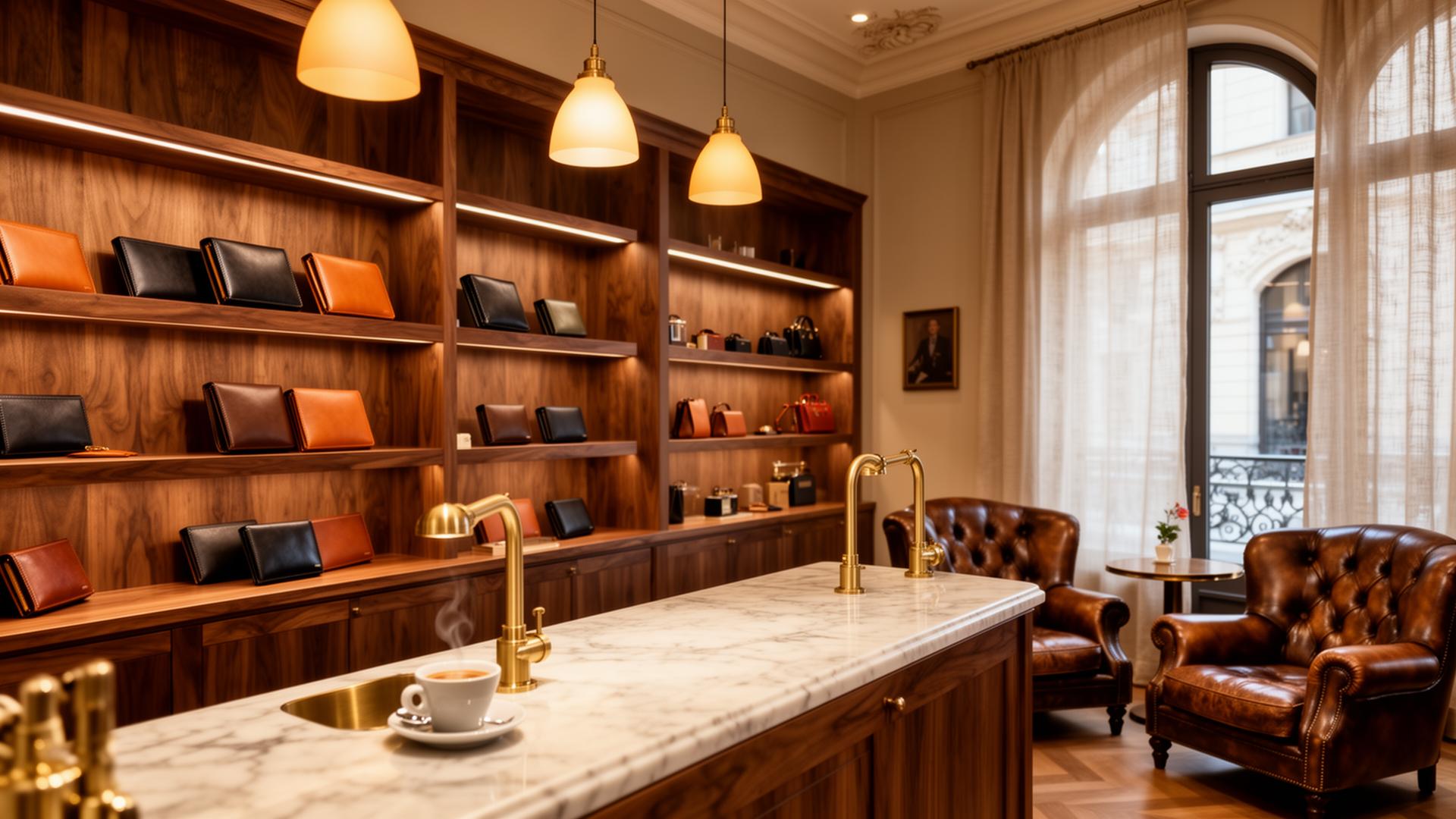 Corporate leather gift sets in the Cuerocaza showroom